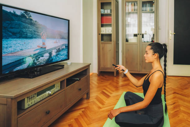 Woman exercising at home